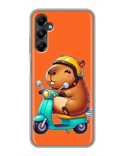 Чехол для Samsung Galaxy A05s с картинкой «Капибара на скутере»