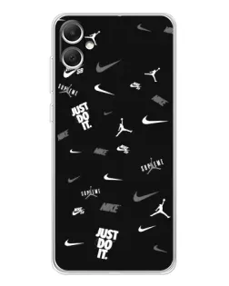 Чехол для Samsung Galaxy A06 с картинкой «Nike Black Pattern» Чехол для Samsung Galaxy A06 с картинкой «Nike Black Pattern»