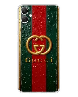 Чехол для Samsung Galaxy A06 с картинкой «Gucci — фирменная полоса и золото»