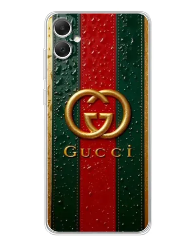 Чехол для Samsung Galaxy A06 с картинкой «Gucci — фирменная полоса и золото» Чехол для Samsung Galaxy A06 с картинкой «Gucci — фирменная полоса и золото»