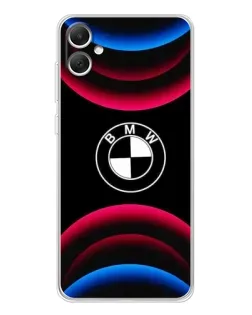 Чехол для Samsung Galaxy A06 с картинкой «Логотип BMW и неоновые дуги» Чехол для Samsung Galaxy A06 с картинкой «Логотип BMW и неоновые дуги»