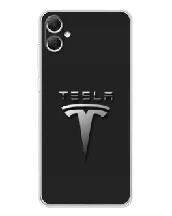 Чехол для Samsung Galaxy A06 с картинкой «Стальной логотип Tesla» Чехол для Samsung Galaxy A06 с картинкой «Стальной логотип Tesla»