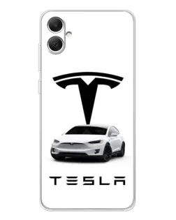 Чехол для Samsung Galaxy A06 с картинкой «Tesla White Style» Чехол для Samsung Galaxy A06 с картинкой «Tesla White Style»
