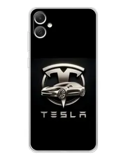 Чехол для Samsung Galaxy A06 с картинкой «Tesla — серебристое авто» Чехол для Samsung Galaxy A06 с картинкой «Tesla — серебристое авто»