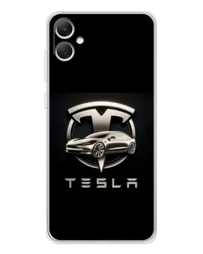 Чехол для Samsung Galaxy A06 с картинкой «Tesla — серебристое авто»