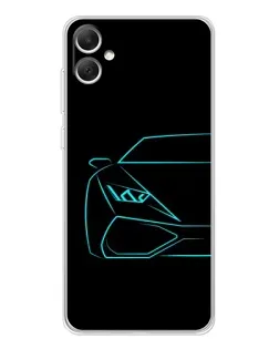 Чехол для Samsung Galaxy A06 с картинкой «Голубой силуэт Lamborghini» Чехол для Samsung Galaxy A06 с картинкой «Голубой силуэт Lamborghini»