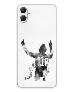 Чехол для Samsung Galaxy A06 с картинкой «Черно-белый силуэт Месси»