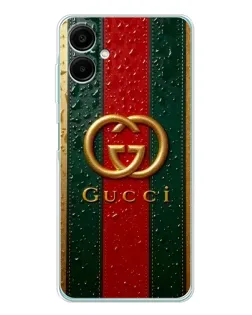 Чехол для Samsung Galaxy A07 с картинкой «Gucci — фирменная полоса и золото» Чехол для Samsung Galaxy A07 с картинкой «Gucci — фирменная полоса и золото»