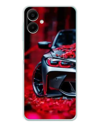 Чехол для Samsung Galaxy A07 с картинкой «Спортивная BMW и цветы»