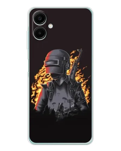 Чехол для Samsung Galaxy A07 с картинкой «PUBG — огненный силуэт»