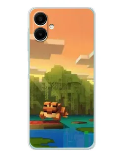 Чехол для Samsung Galaxy A07 с картинкой «Майнкрафт закат солнца»
