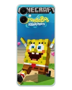 Чехол для Samsung Galaxy A07 с картинкой «Губка Боб Minecraft»