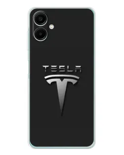 Чехол для Samsung Galaxy A07 с картинкой «Стальной логотип Tesla» Чехол для Samsung Galaxy A07 с картинкой «Стальной логотип Tesla»
