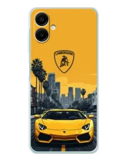 Чехол для Samsung Galaxy A07 с картинкой «Желтый Lamborghini город»