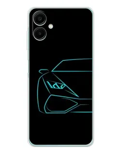 Чехол для Samsung Galaxy A07 с картинкой «Голубой силуэт Lamborghini»