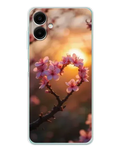 Чехол для Samsung Galaxy A07 с картинкой «Розовый цвет сердце на фоне заката»