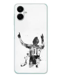 Чехол для Samsung Galaxy A07 с картинкой «Черно-белый силуэт Месси»