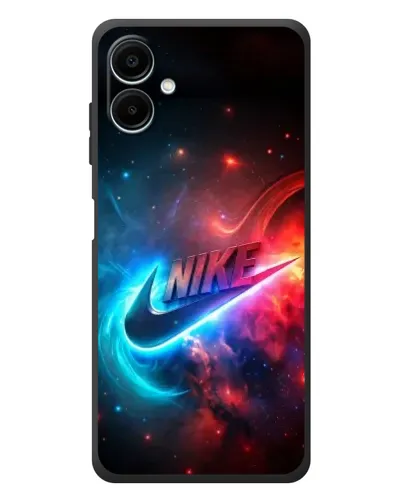 Чехол для Samsung Galaxy A08 с картинкой «Огненный логотип Nike»