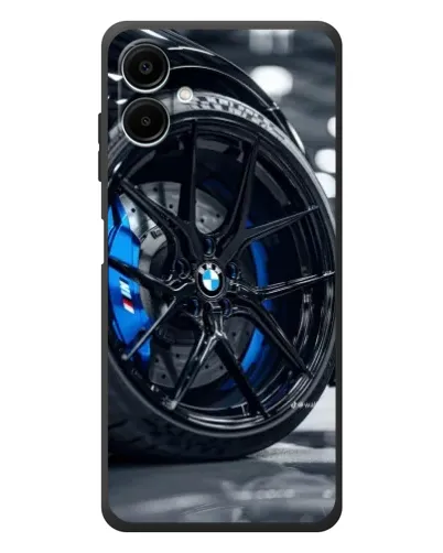 Чехол для Samsung Galaxy A08 с картинкой «Колесо BMW вблизи»
