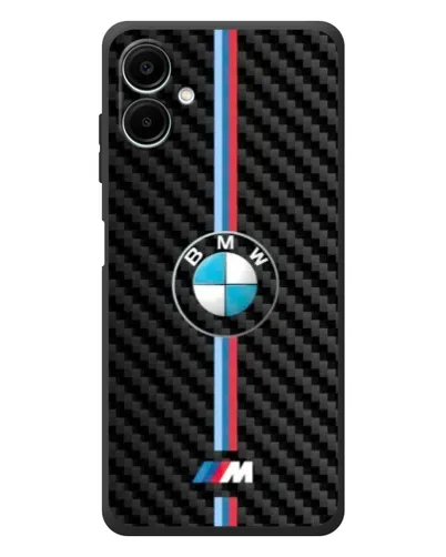 Чехол для Samsung Galaxy A08 с картинкой «Эмблема BMW и карбон»