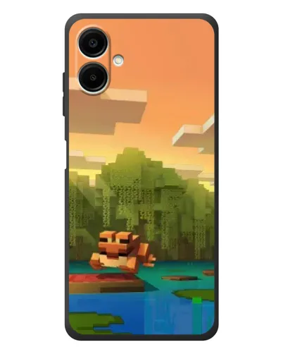 Чехол для Samsung Galaxy A08 с картинкой «Майнкрафт закат солнца»