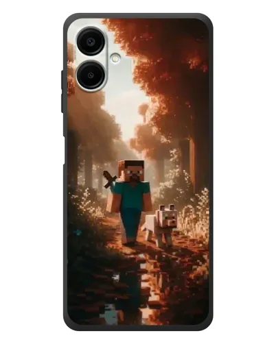 Чехол для Samsung Galaxy A08 с картинкой «Стив в лесу»