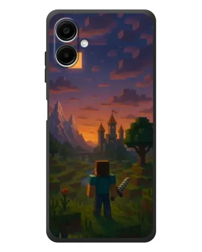 Чехол для Samsung Galaxy A08 с картинкой «Стив у башни»