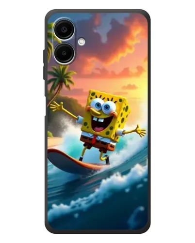 Чехол для Samsung Galaxy A08 с картинкой «Губка Боб серфингист»
