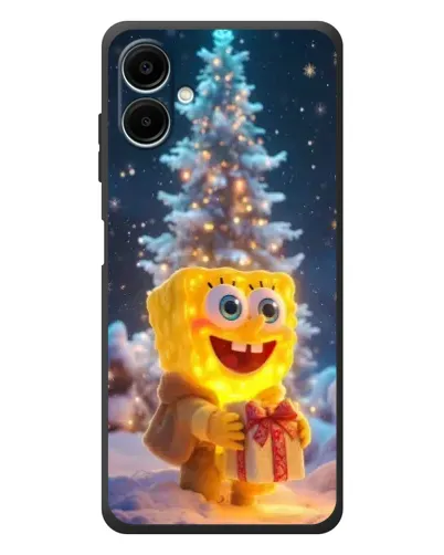 Чехол для Samsung Galaxy A08 с картинкой «Рождественский Спанч Боб»