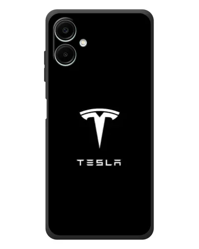 Чехол для Samsung Galaxy A08 с картинкой «Tesla White Logo»