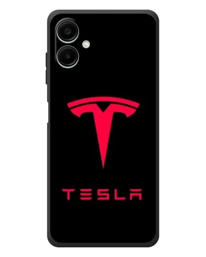 Чехол для Samsung Galaxy A08 с картинкой «Tesla Red Logo»