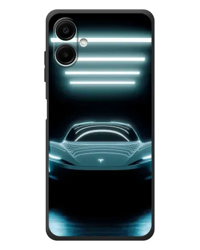 Чехол для Samsung Galaxy A08 с картинкой «Tesla в неоне»