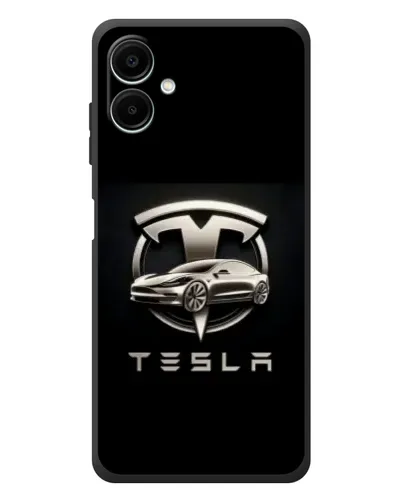 Чехол для Samsung Galaxy A08 с картинкой «Tesla — серебристое авто»