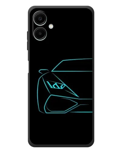 Чехол для Samsung Galaxy A08 с картинкой «Голубой силуэт Lamborghini»