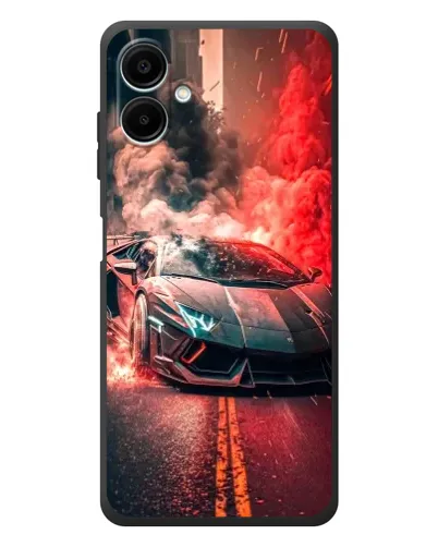 Чехол для Samsung Galaxy A08 с картинкой «Lamborghini красный дым»