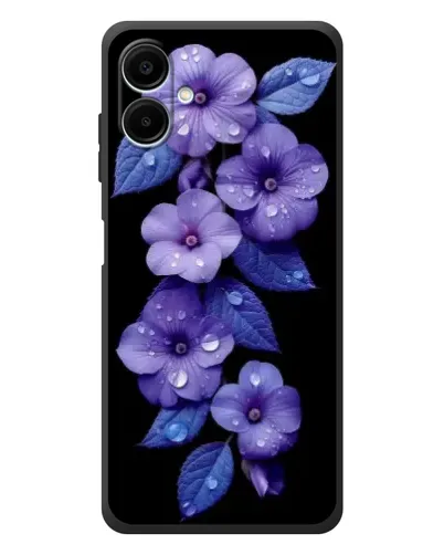 Чехол для Samsung Galaxy A08 с картинкой «Фиолетовые цветы с росою»