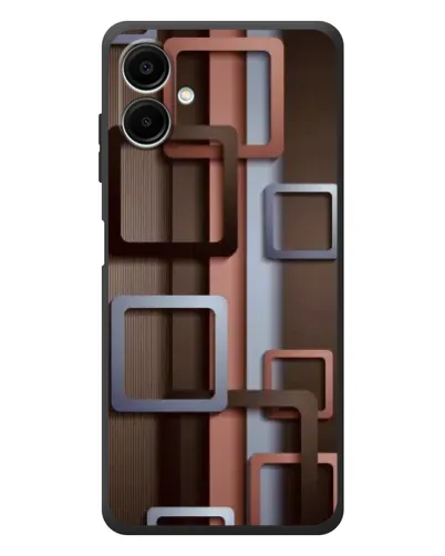 Чехол для Samsung Galaxy A08 с картинкой «Коричневые объемные квадраты»