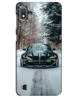 Чехол для Samsung Galaxy A10 2019 (A105F) с картинкой «BMW в зимнем лесу»