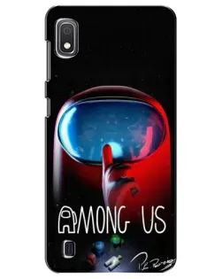 Чехол для Samsung Galaxy A10 2019 (A105F) с картинкой «Красный импостер — макро»