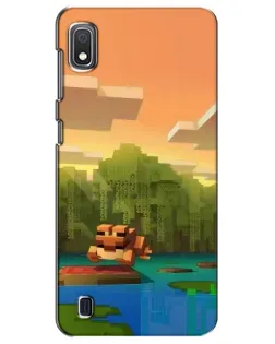 Чехол для Samsung Galaxy A10 2019 (A105F) с картинкой «Майнкрафт закат солнца»