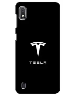 Чехол для Samsung Galaxy A10 2019 (A105F) с картинкой «Tesla White Logo»