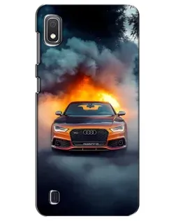 Чехол для Samsung Galaxy A10 2019 (A105F) с картинкой «Audi в огненном дыму» Чехол для Samsung Galaxy A10 2019 (A105F) с картинкой «Audi в огненном дыму»