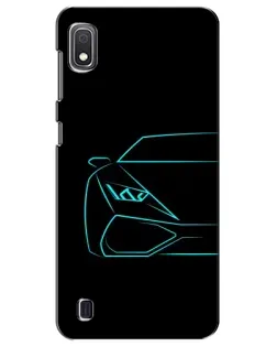 Чехол для Samsung Galaxy A10 2019 (A105F) с картинкой «Голубой силуэт Lamborghini»