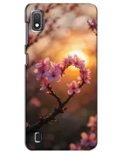 Чехол для Samsung Galaxy A10 2019 (A105F) с картинкой «Розовый цвет сердце на фоне заката»
