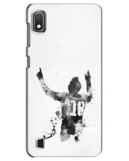 Чехол для Samsung Galaxy A10 2019 (A105F) с картинкой «Черно-белый силуэт Месси»