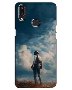 Чехол для Samsung Galaxy A10s (A107) с картинкой «Герой PUBG на скале»