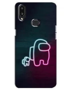 Чехол для Samsung Galaxy A10s (A107) с картинкой «Among Us неон-арт»