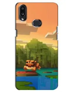 Чехол для Samsung Galaxy A10s (A107) с картинкой «Майнкрафт закат солнца»