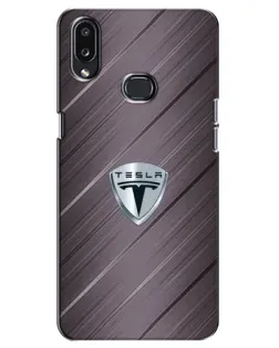 Чехол для Samsung Galaxy A10s (A107) с картинкой «Металлическая текстура Tesla»