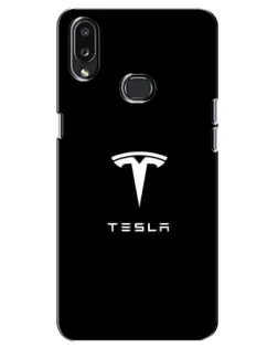 Чехол для Samsung Galaxy A10s (A107) с картинкой «Tesla White Logo»